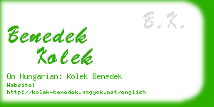 benedek kolek business card